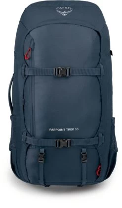Osprey Farpoint Trek Pack Rugzak - Blauw - 55 Liter -Outdoor Kampeeruitrusting Winkel 1900 1425 farpointtrekpack55 s22 front mutedspaceblue 10003693