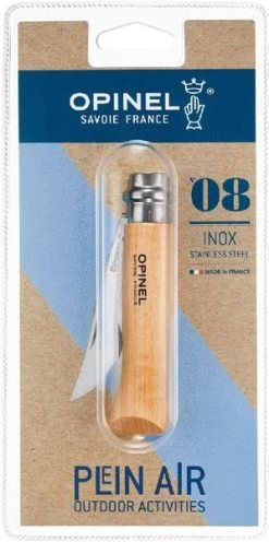 Opinel N°08 Inox RVS Zakmes 9 Opinel N°08 Inox RVS Zakmes -Outdoor Kampeeruitrusting Winkel 3123840004056 opinel no8 roestvrij blister resultaat 1