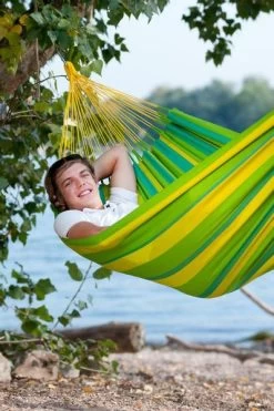 La Siesta Sonrisa 1 Persoons Hangmat - Lime -Outdoor Kampeeruitrusting Winkel 900 598 snh14 4 sonrisa lime weather resistant single classic hammock image 05 1